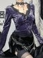 Velvet Lace Patchwork Knit Top