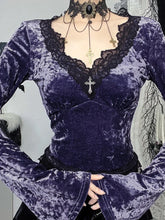 Velvet Lace Patchwork Knit Top