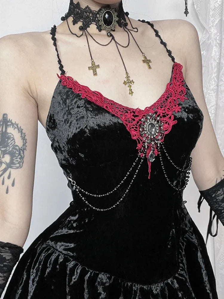 Velvet Chain Corset Mini Dress