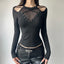 Fishnet Patchwork Knit Top