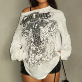 Gothic Print Oversized Knit Top