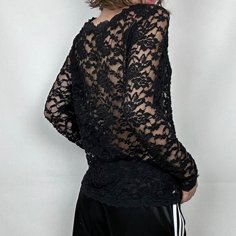 Sheer Button-up Knit Top
