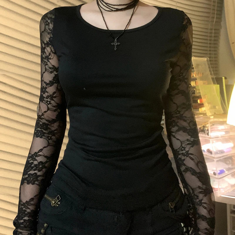 Sheer Lace Backless Knit Top