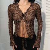 Leopard Mesh Knit Top