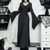 Flared Sleeve Witch V-Neck Maxi Dress