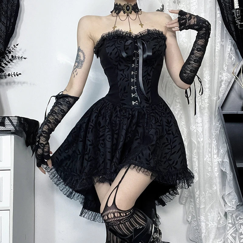 Lace Patchwork Corset Mini Dress