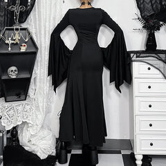 Hollow Out Batwing Sleeve Maxi Dress