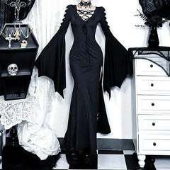 Hollow Out Batwing Sleeve Maxi Dress