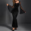 Ruched Mesh Flare Sleeve Maxi Dress