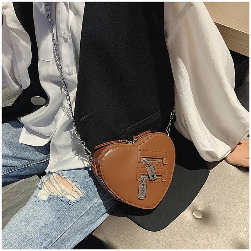 Gothic Heart Blade Zipper Chain Casual Summer Shoulder Handbag Crossbody Bag Halloween
