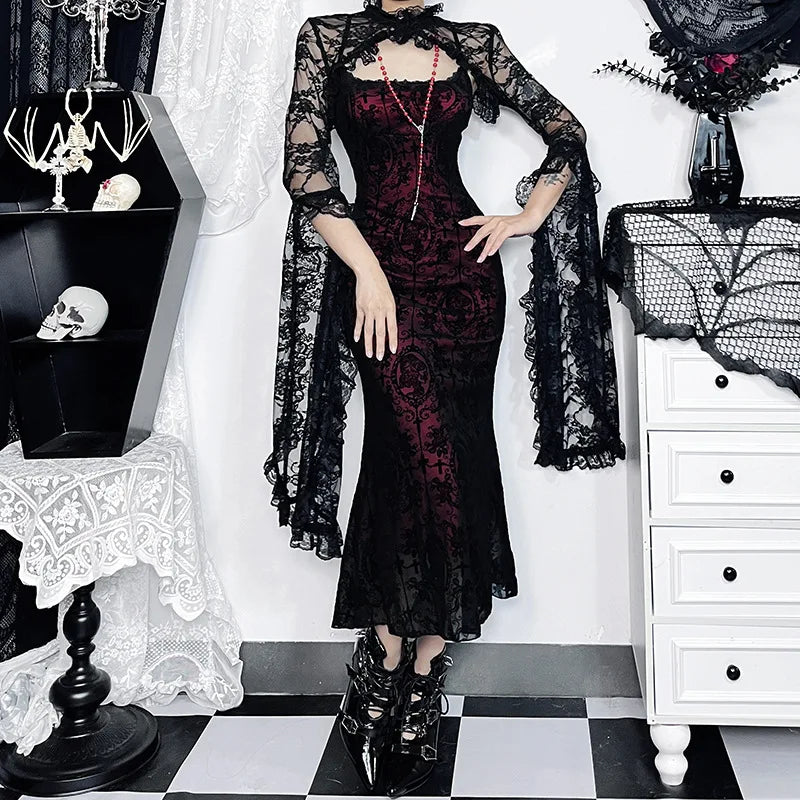 Fishtail Ruched Backless Vintage Midi Dress