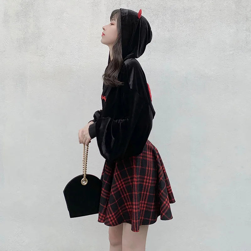 Gothic Lolita Lace-up Wool Skirt