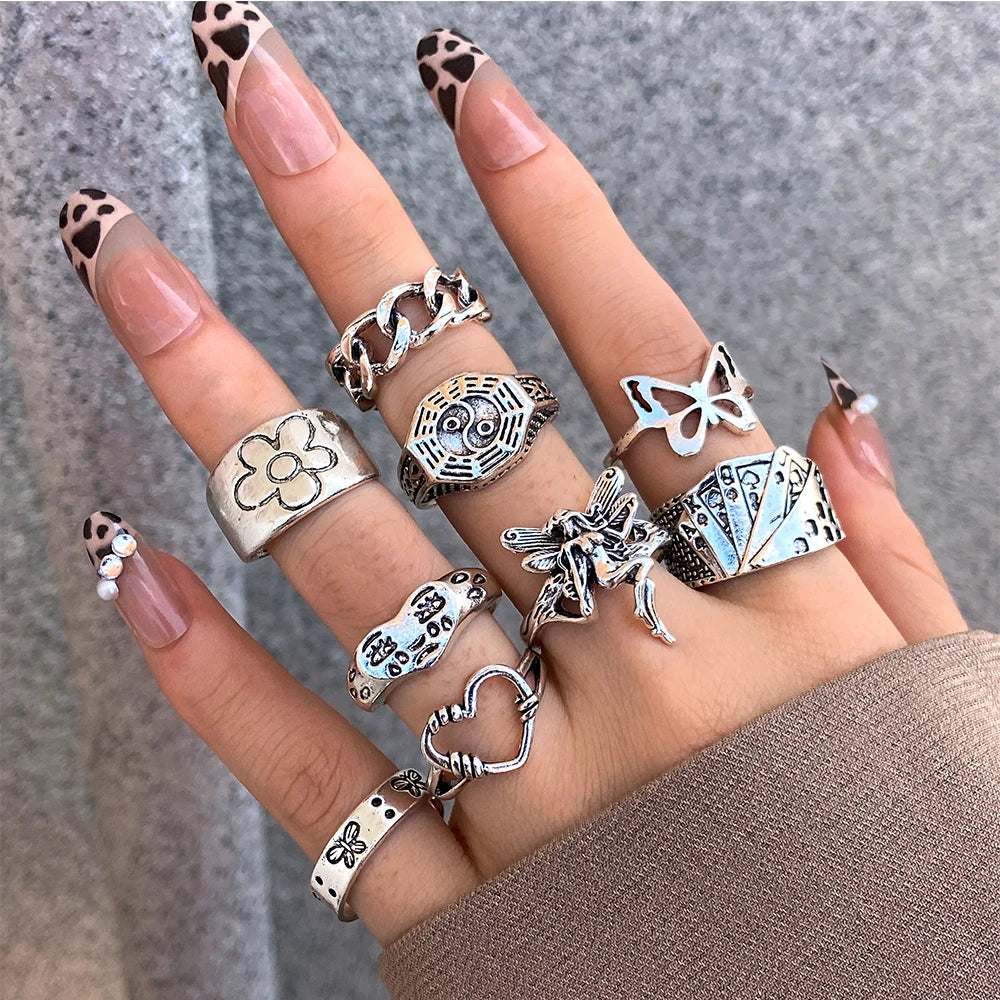 Gothic Heart Snake Animal Skull Ring