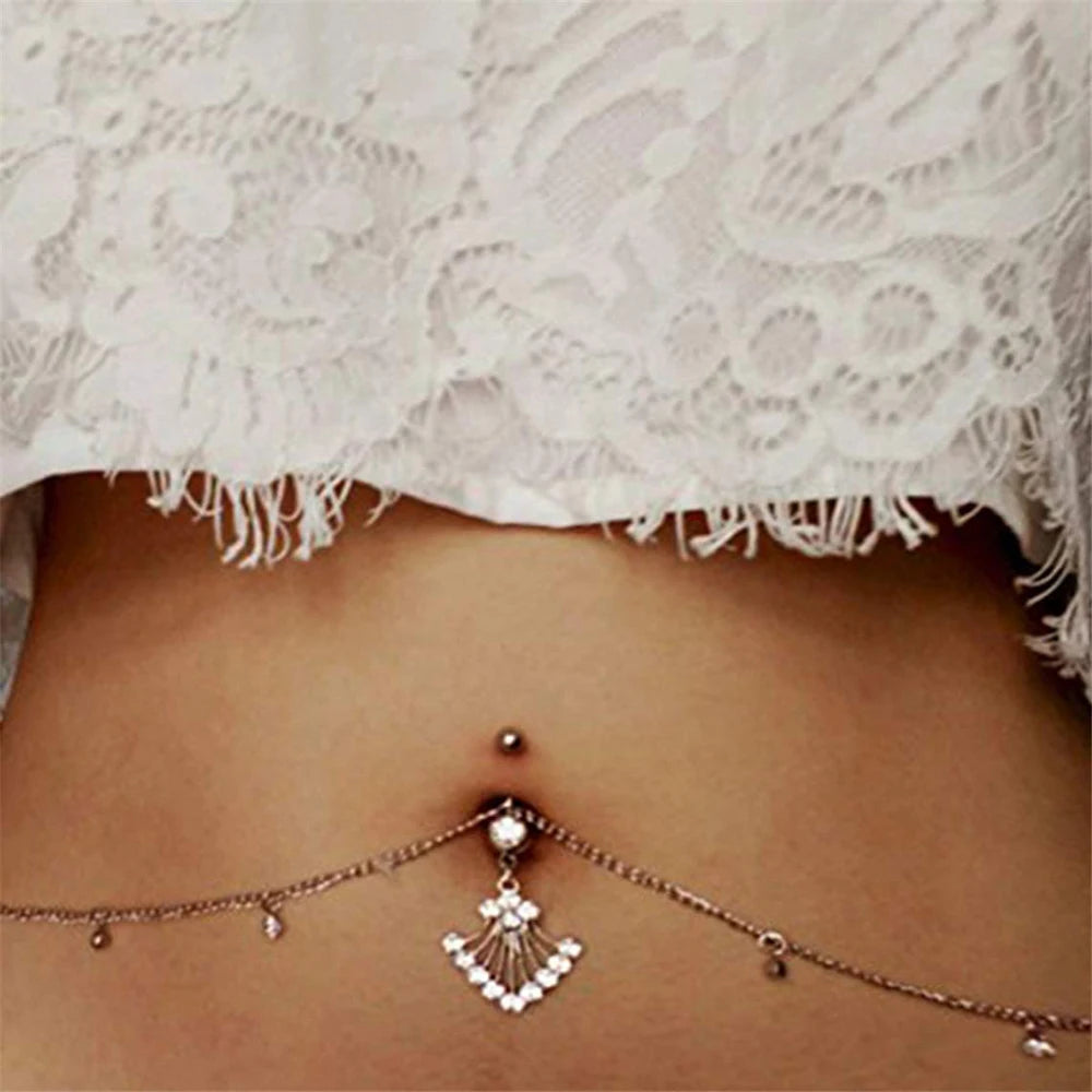 Blue Zircon Peacock Tail Gothic Belly Ring