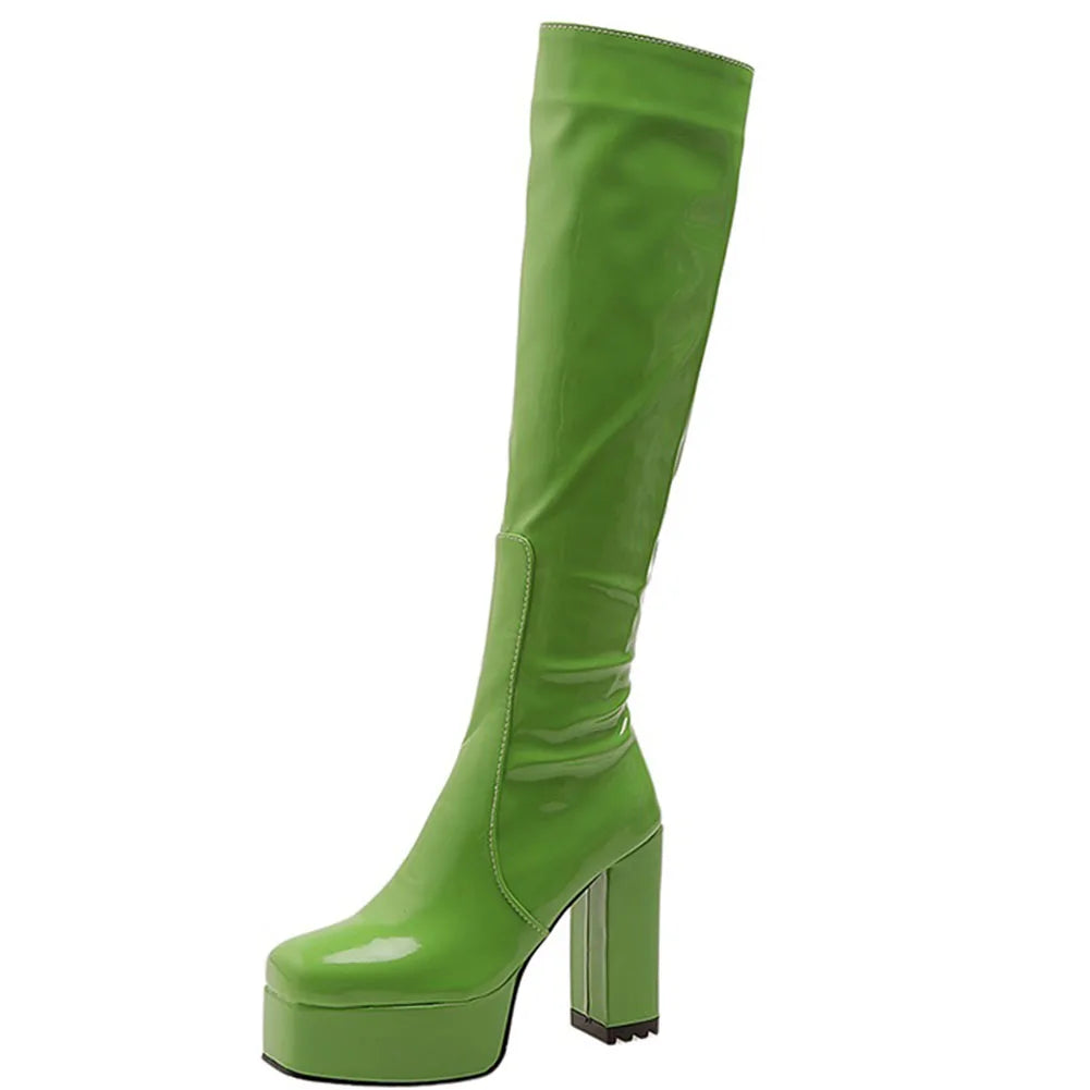 Candyfloss Love Heart Print Gothic Block Boot
