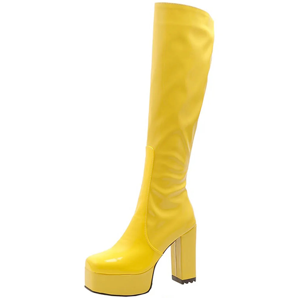Candyfloss Love Heart Print Gothic Block Boot