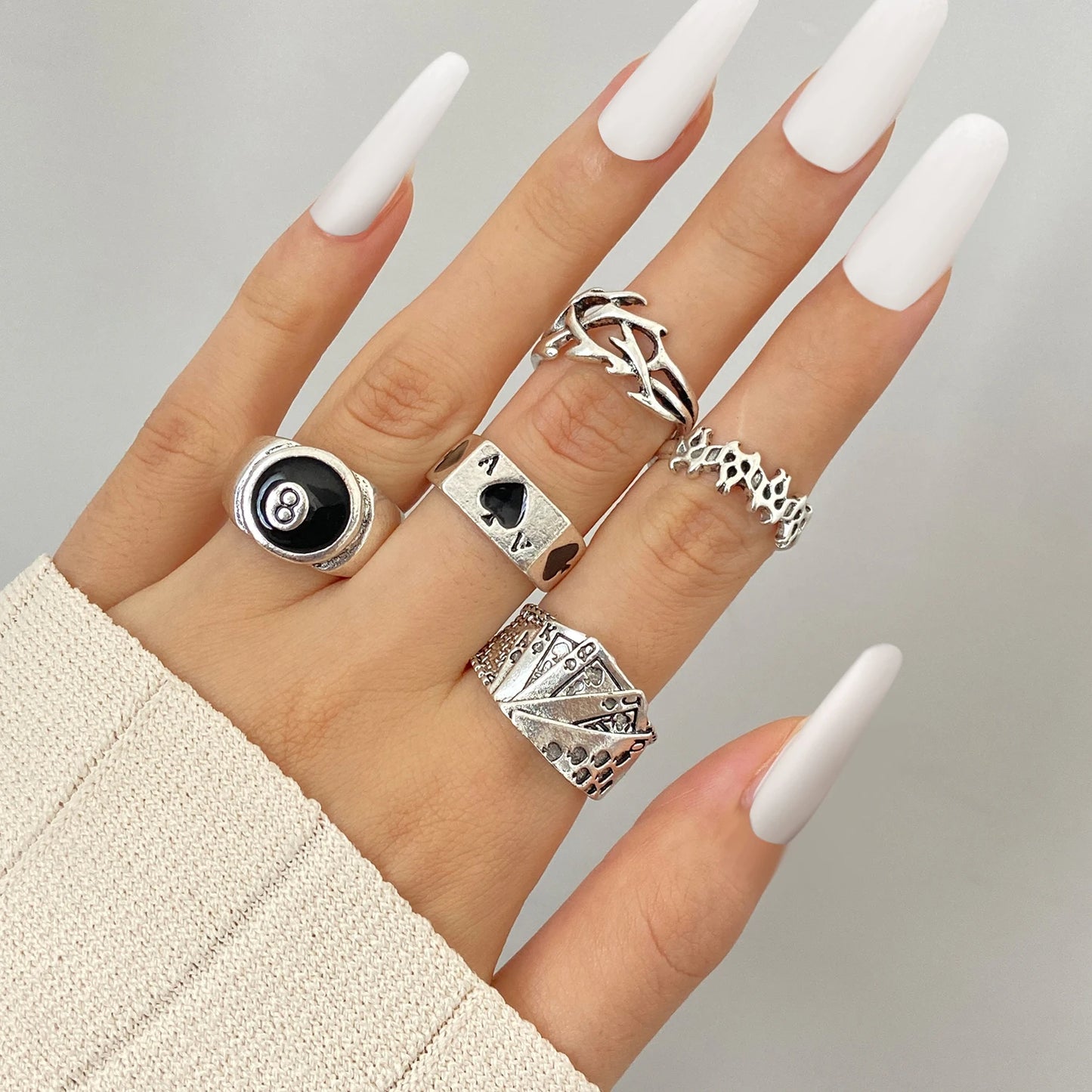 Gothic Heart Snake Animal Skull Ring