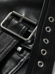 Off-Shoulder PU Leather Jacket