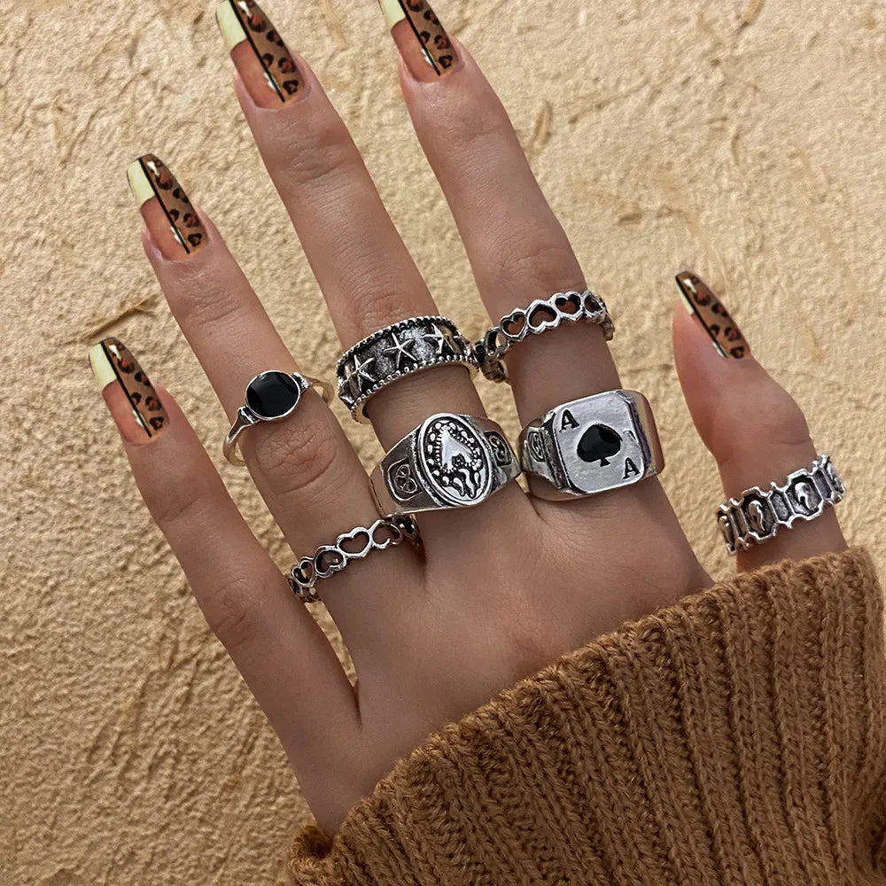 Gothic Heart Snake Animal Skull Ring