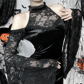 Long Sleeve Witch Lace Party Maxi Dress