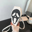 Halloween Novelty Coffin Shape Gothic Crossbody Phone Purse Tote Bag White