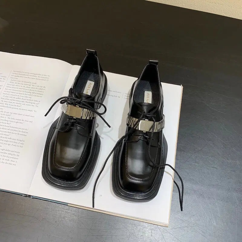 Gothic Leather Thick Bottom Sneaker