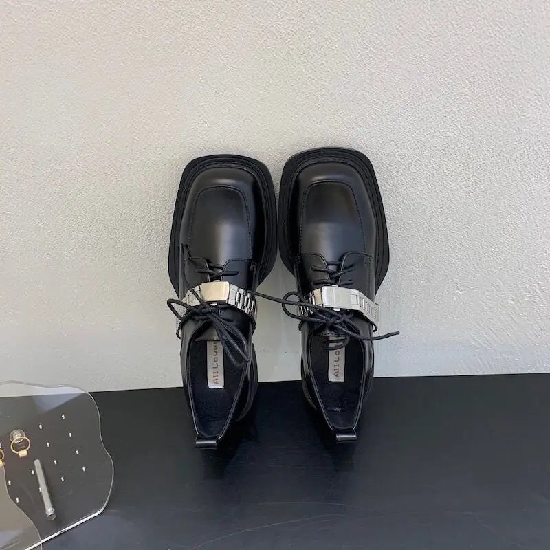 Gothic Leather Thick Bottom Sneaker