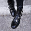 Rivets Buckle Gothic Designer Leather Ankle Boot