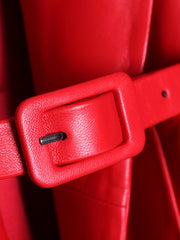 Skirted Maxi Length Leather Long Coat