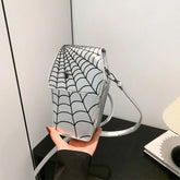 Novelty Halloween Gothic Coffin Shape Spider Web Sling Pu Leather Bag