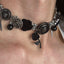 Thorn Rose Punk Velvet Button Unique Heavy Work Necklace Black Halloween