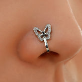 Rhinestone Butterfly U-Shape Nose Studs