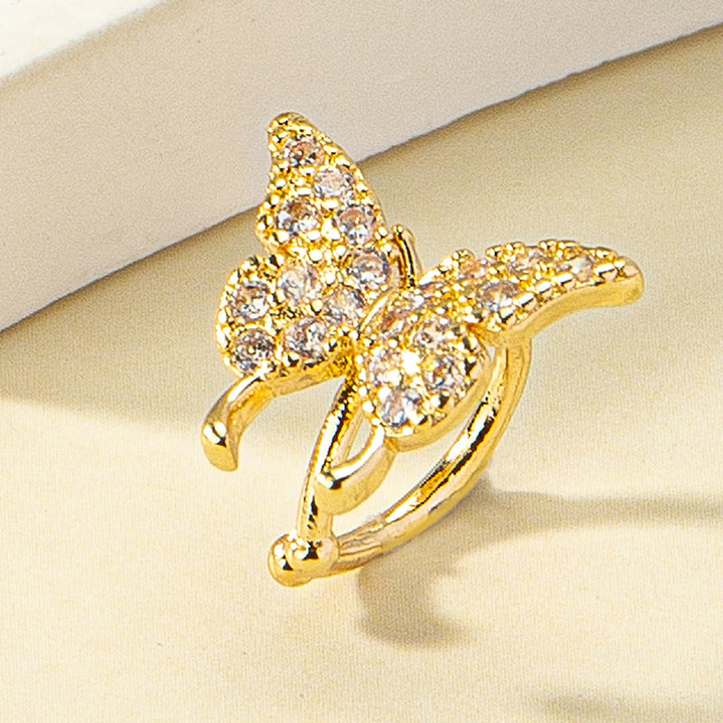 Rhinestone Butterfly Clip-On Nose Studs
