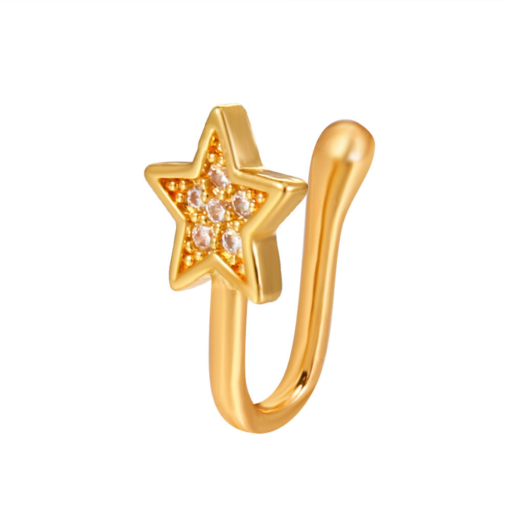 Floral Snake U-Shape Clip-On Nose Studs