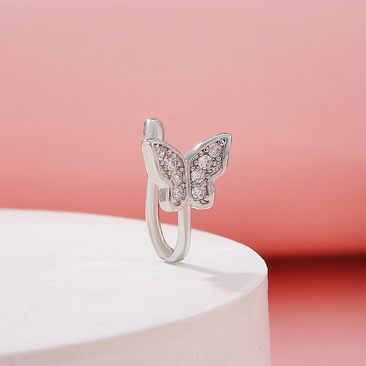 Retro Zircon Butterfly U-Shape Nose Studs