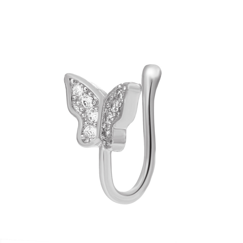 Floral Snake U-Shape Clip-On Nose Studs