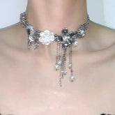 Butterfly Love Pearl Tassel Fashionable Sweet Cool Necklace Halloween