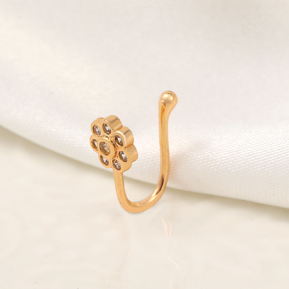Floral Zircon U-Shape Nose Studs