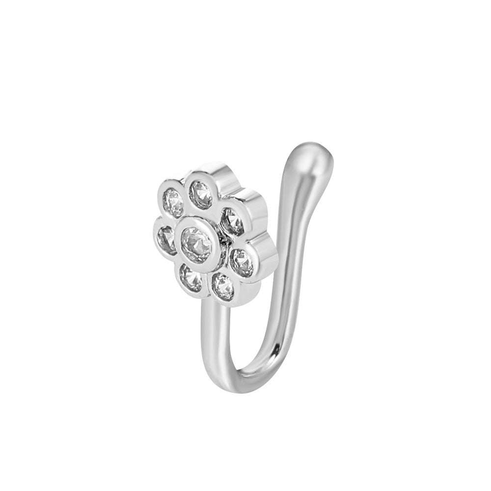 Floral Snake U-Shape Clip-On Nose Studs