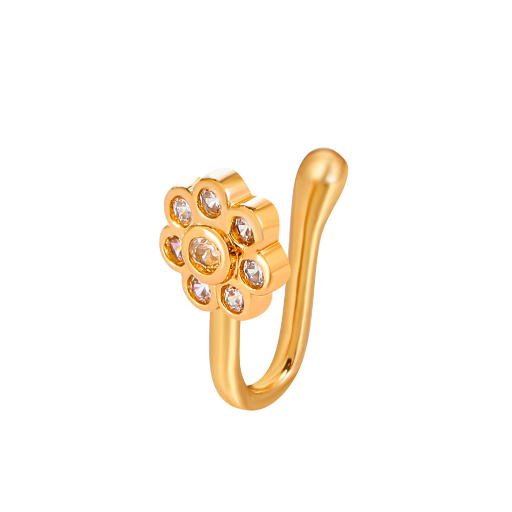 Floral Snake U-Shape Clip-On Nose Studs