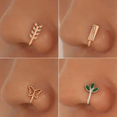 Zircon Leaf Butterfly U-Shape Nose Studs
