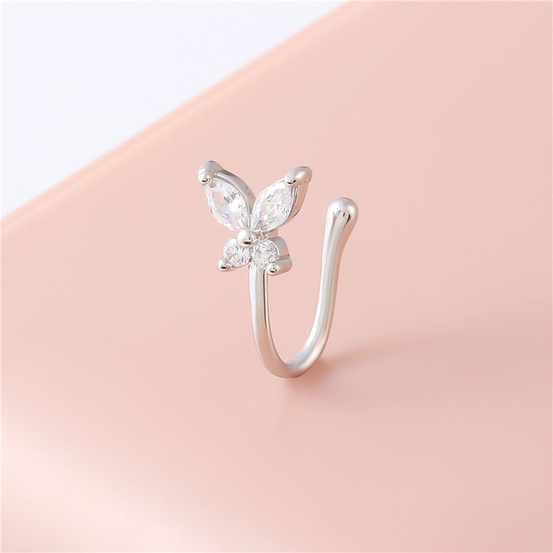 Vintage Zircon Butterfly U-Shape Nose Studs