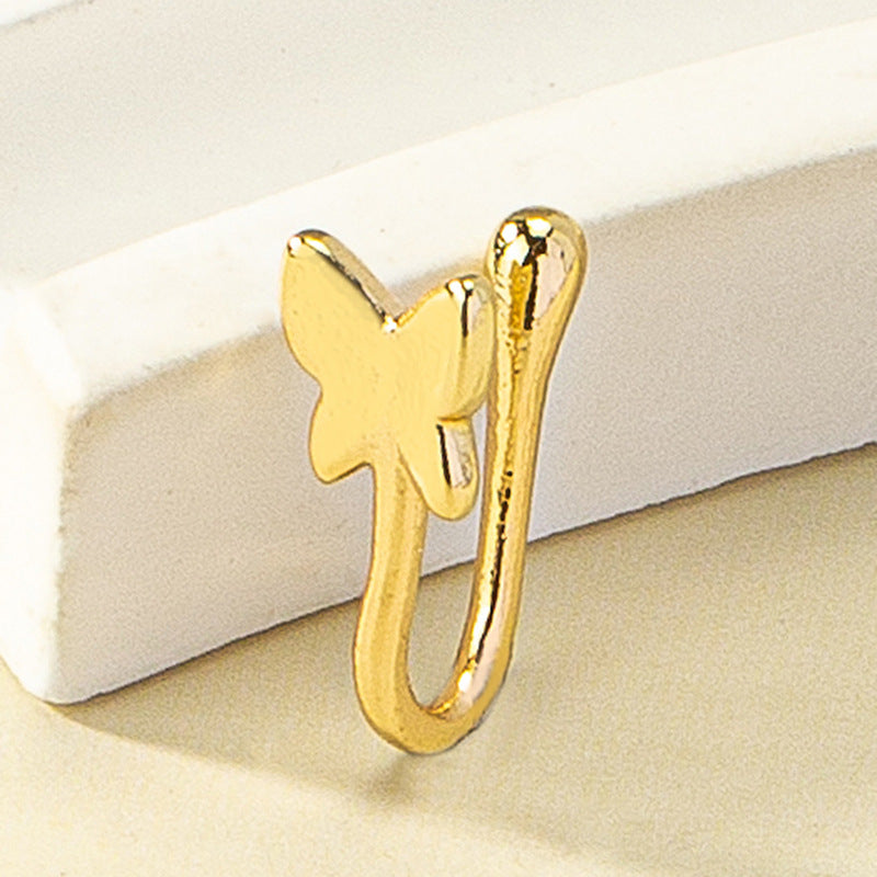 Rhinestone Butterfly Clip-On Nose Studs