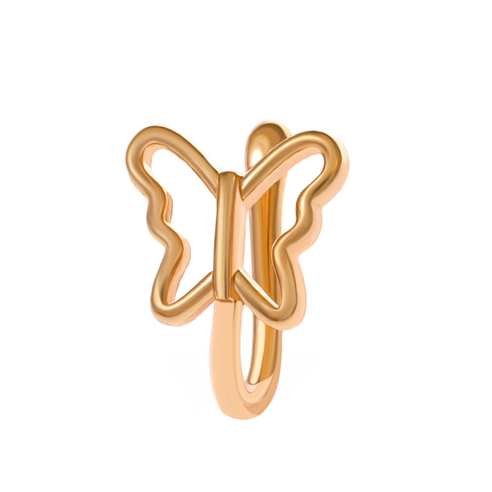Zircon Leaf Butterfly U-Shape Nose Studs