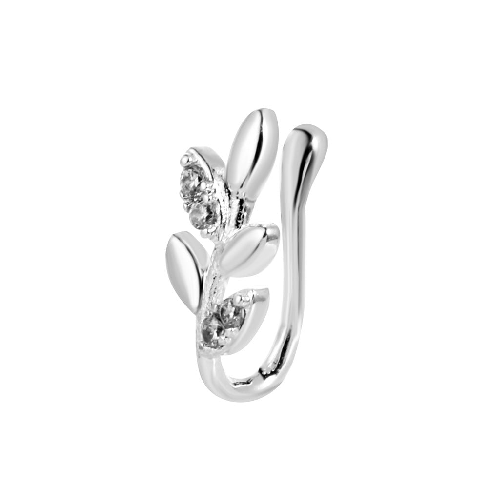 Zircon Leaf Heart U-Shape Nose Studs
