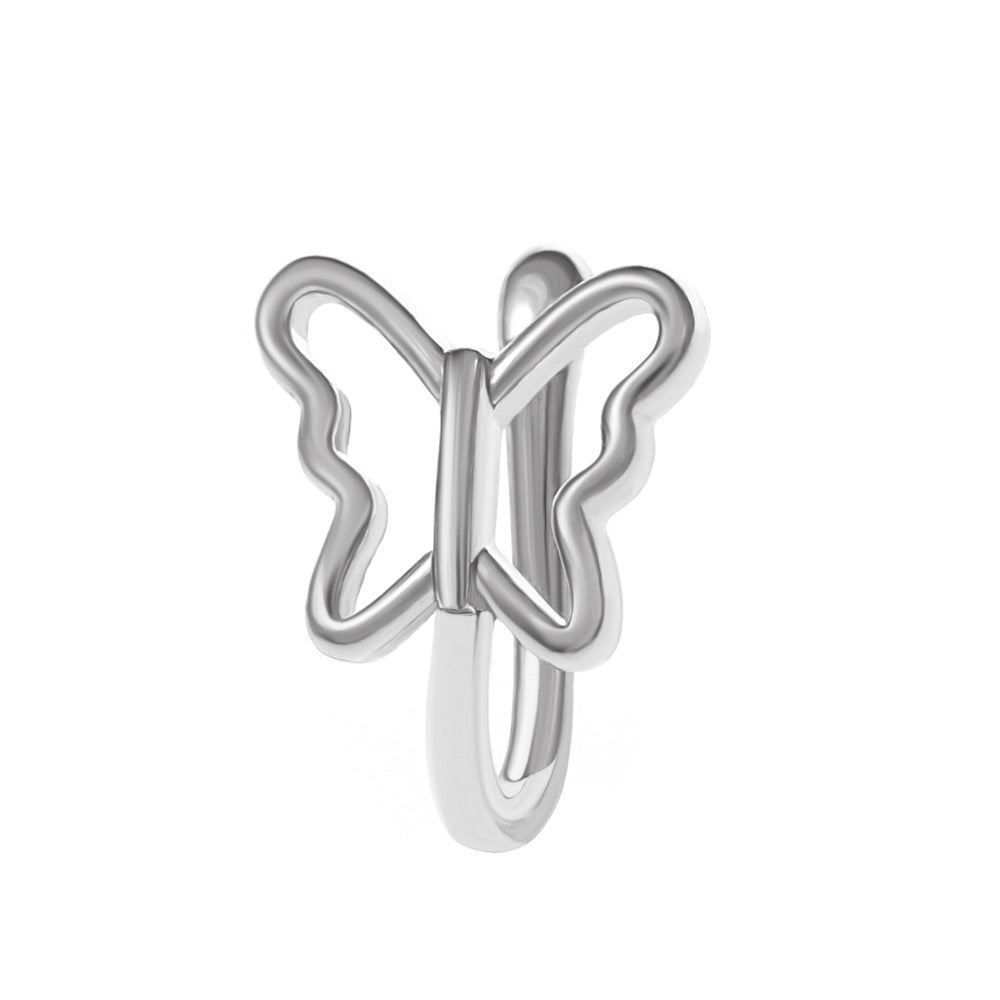 Zircon Leaf Butterfly U-Shape Nose Studs