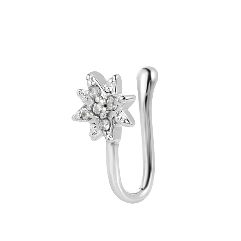 Zircon Leaf Heart U-Shape Nose Studs