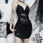 Sheer Gothic Distressed High-Slit Slim-Fit Crop Top