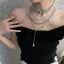 Baroque Pearl Cross Layered Choker Necklace Silver Halloween