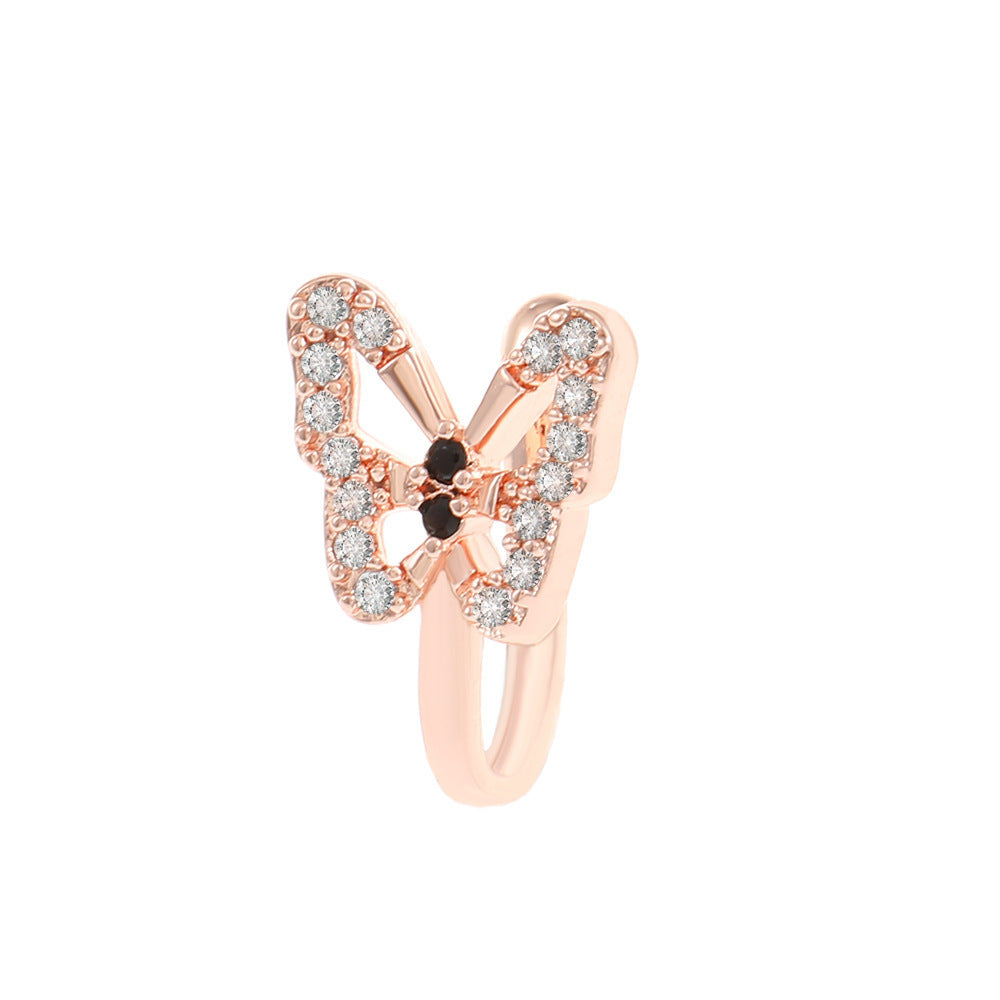 Rhinestone Butterfly U-Shape Nose Studs